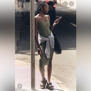 Beyond Yoga Olive/Light Green Midi Dress-Skirt, Size Small, NWT